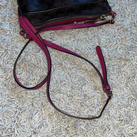 Coach Signature Crossbody Bag F35940 Brown & Pink Ruby - Picture 13 of 15